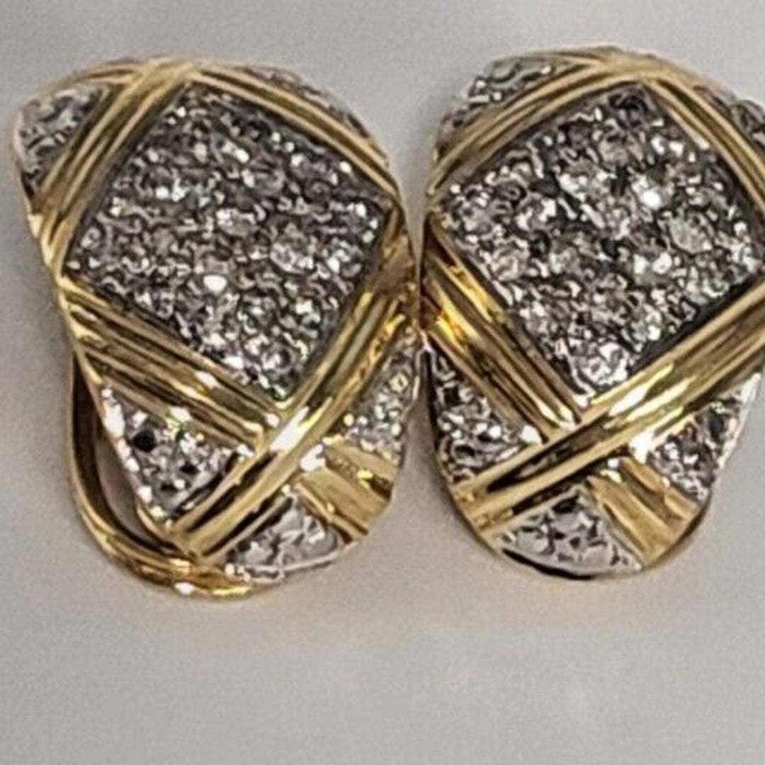 Beautiful Art 14k Diamond Yellow-White Gold Earrings With 10.7g Of Gold