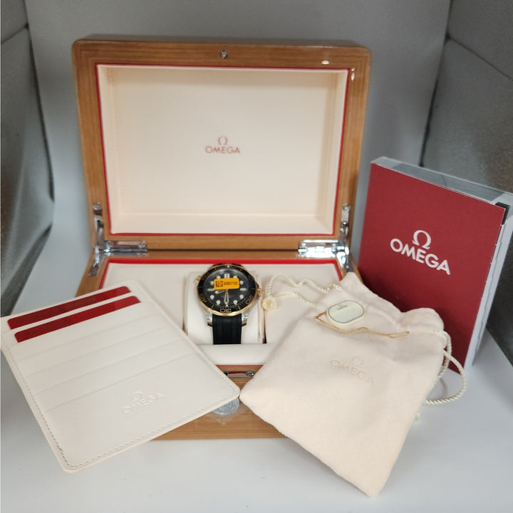 Omega Seamaster Diver 300M 42mm Sedna 18k Gold & Steel Ceramic Dial Box & Papers