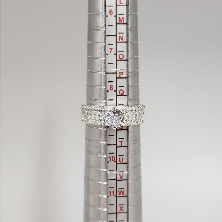 925 Sterling Silver Solitaire wide Band Ring size 9