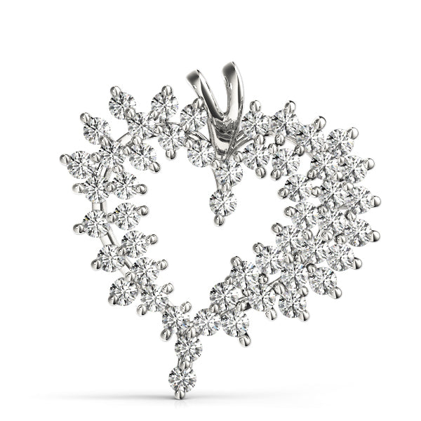 14K White Gold Lab Diamond Heart Pendant