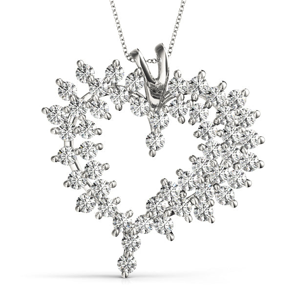 14K White Gold Lab Diamond Heart Pendant
