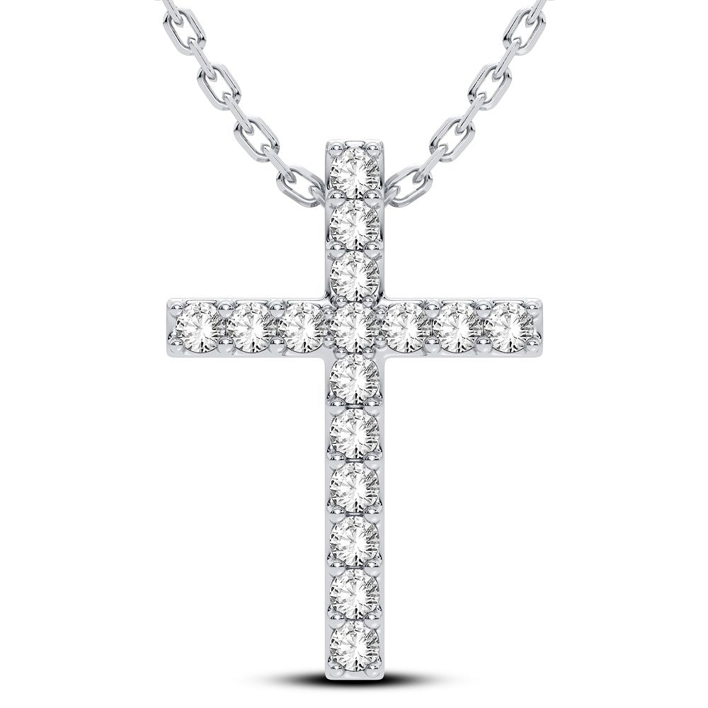 Luminous 14K White Gold Lab Diamond Womens Pendant Charm