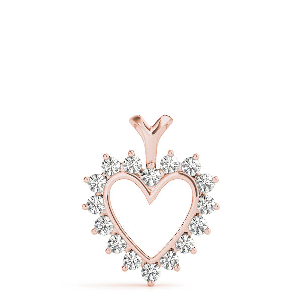 14K Rose Gold Lab Diamond Heart Pendant