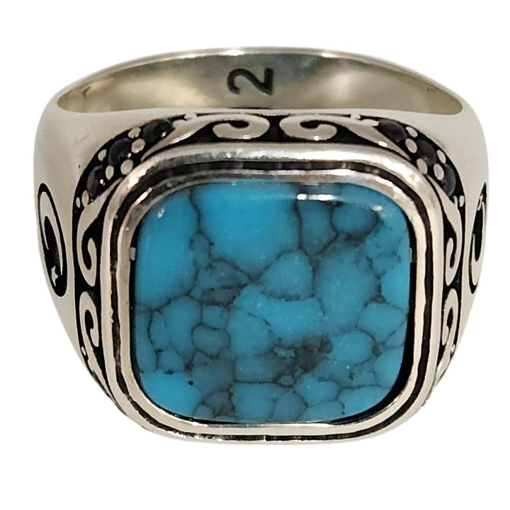 Vintage 925 sterling silver turquoise style men's ring