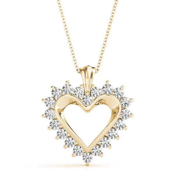 14K Yellow Gold Diamond Heart Pendant