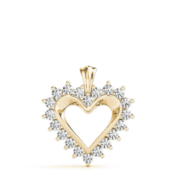 14K Yellow Gold Diamond Heart Pendant