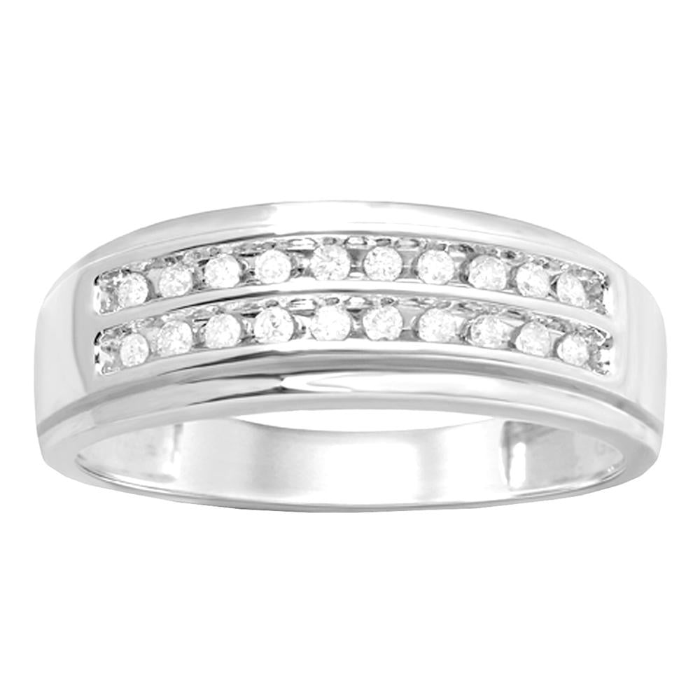 Mens 10k White Gold Diamond Band - Sophisticated Masculine Design
