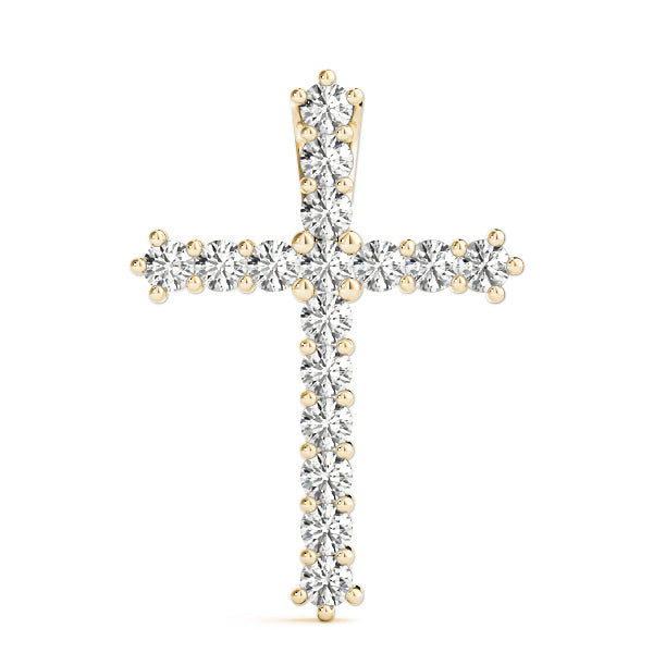Diamond Religious Cross Pendant - 14K Yellow Gold