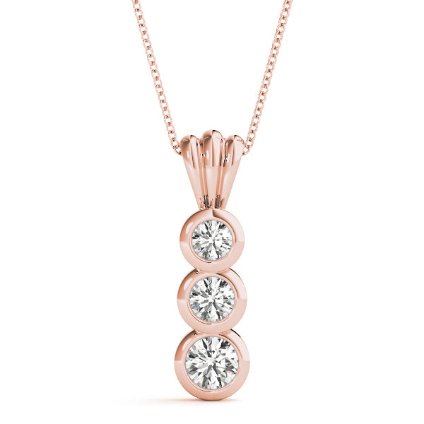 Rose Gold 3-Stone Lab Diamond Pendant
