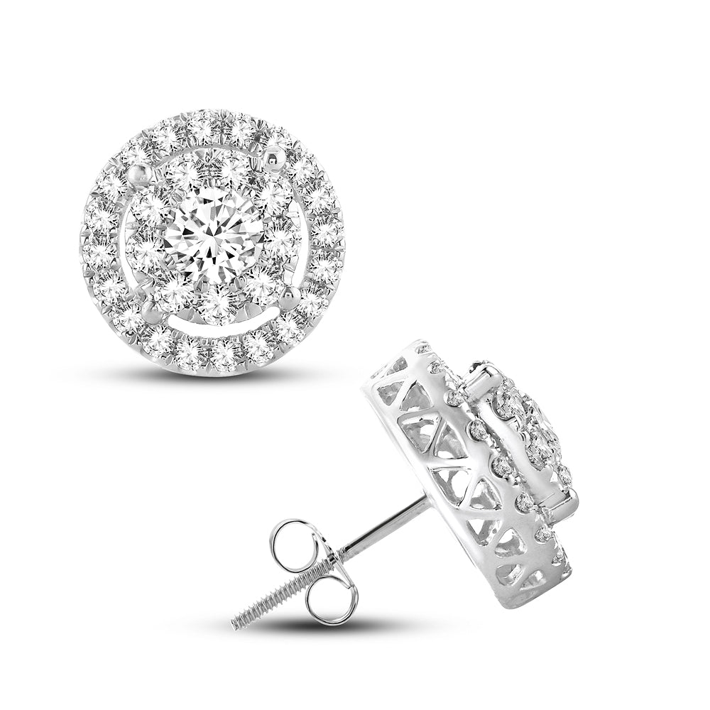 14k White Gold Lab Diamond Stud Earrings (1.50 CT)
