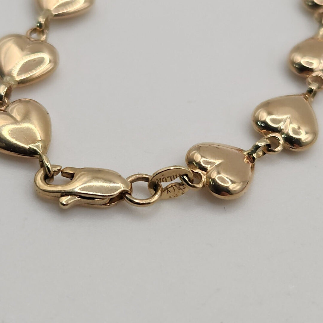 14k Yellow Gold Fashion Heart Bracelet 7.5"