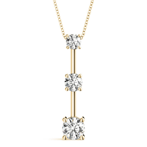 14K Yellow Gold Lab Diamond 3-Stone Pendant