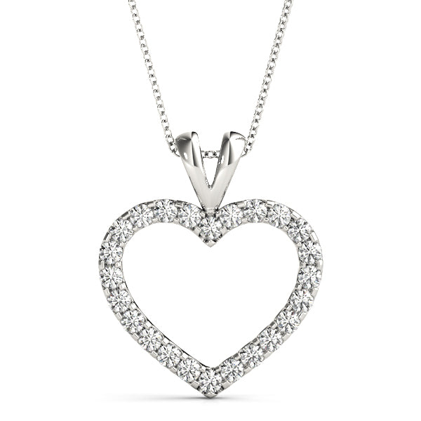 14K White Gold Lab Diamond Heart Pendant