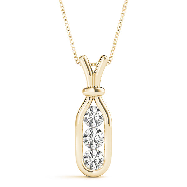 14K Yellow Gold Lab Diamond 3-Stone Pendant