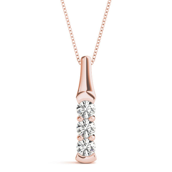 3-Stone Lab Diamond Rose Gold Pendant