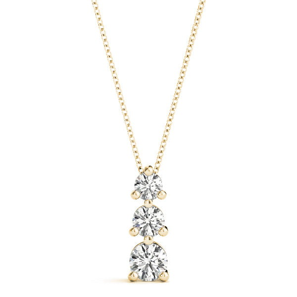 18K Yellow Gold Lab Diamond 3-Stone Pendant