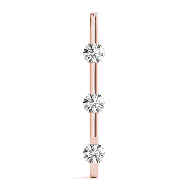 Rose Gold 3-Stone Diamond Pendant Necklace
