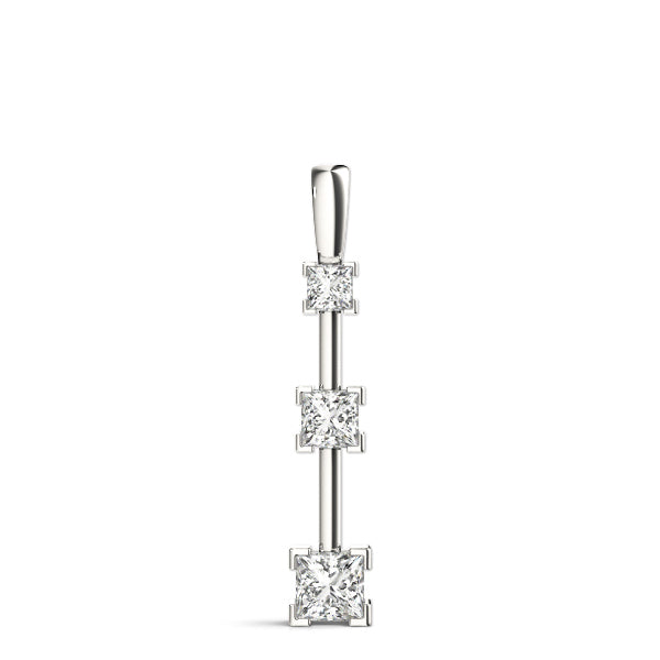 14K White Diamond Three Stone Pendant