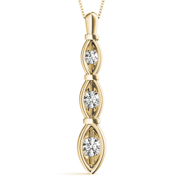 14K Yellow Gold Lab Diamond 3-Stone Pendant