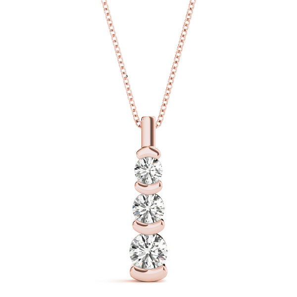 14K Rose Gold Lab Diamond 3-Stone Pendant 0.5ctw