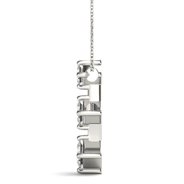 14K White Diamond Three Stone Pendant