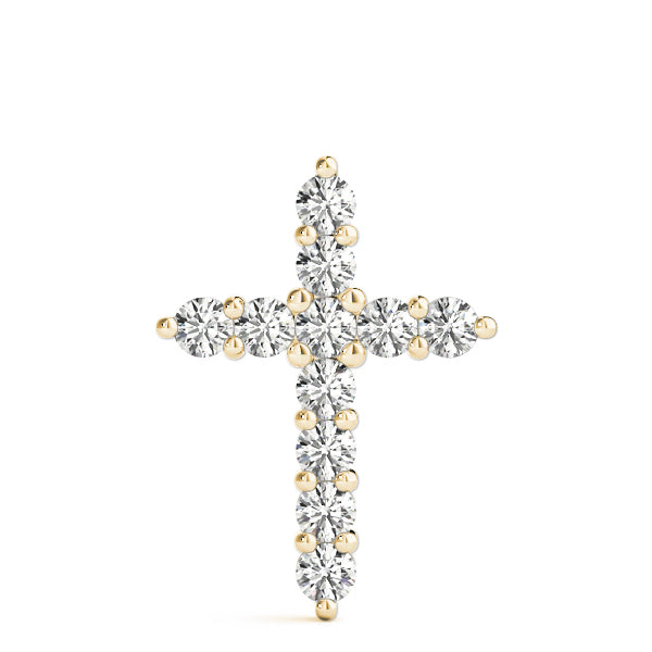 14K Yellow Gold Diamond Religious Cross Pendant