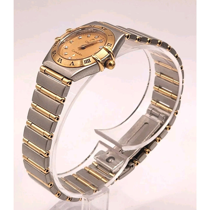 Omega Constellation 18k Gold & Stainless Steel Diamond Dial Women's Watch 22mm