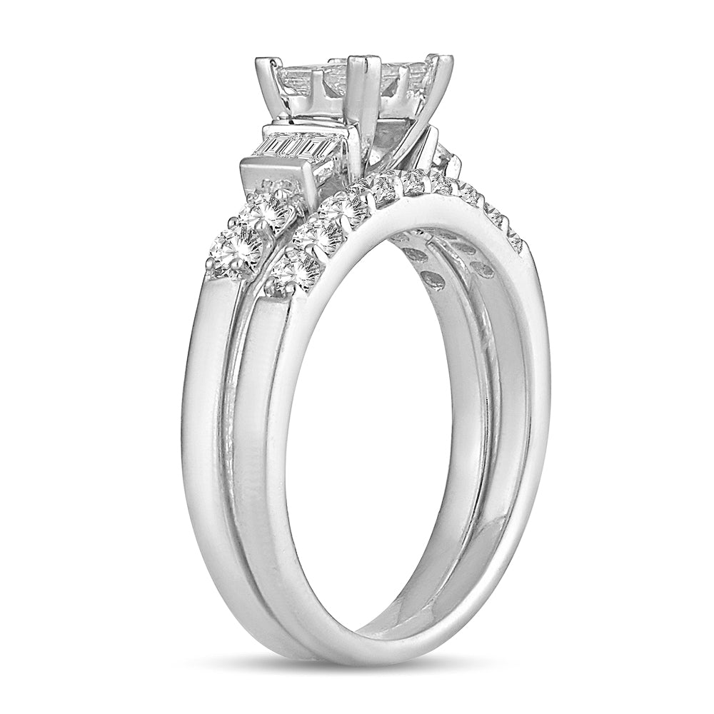Brilliant 14k White Gold 1CT Lab Diamond Princess Engagement Ring
