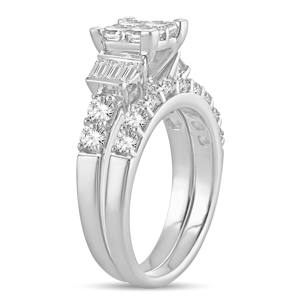 Brilliant 14k White Gold Lab Diamond Bridal Ring 2CT