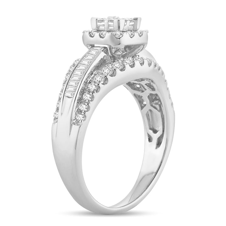 14k White Gold 4CT Lab Diamond Bridal Ring Brilliance