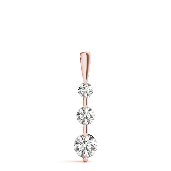 14K Rose Gold Lab Diamond 3-Stone Pendant