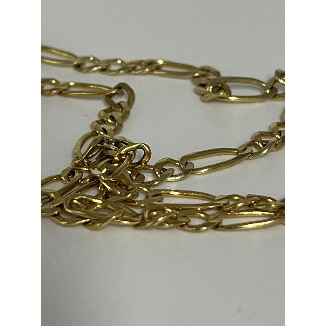 14k Gold Heavy Figaro Chain Necklace, 22in , 19.6g