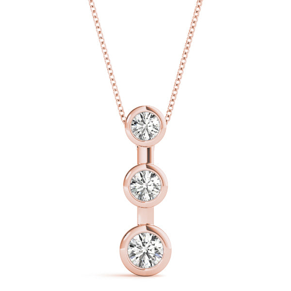 Lab Diamond 3-Stone Rose Gold Pendant 0.40ctw