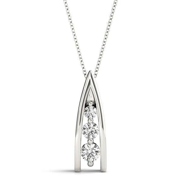 Lab Diamond 3 Stone Round Pendant