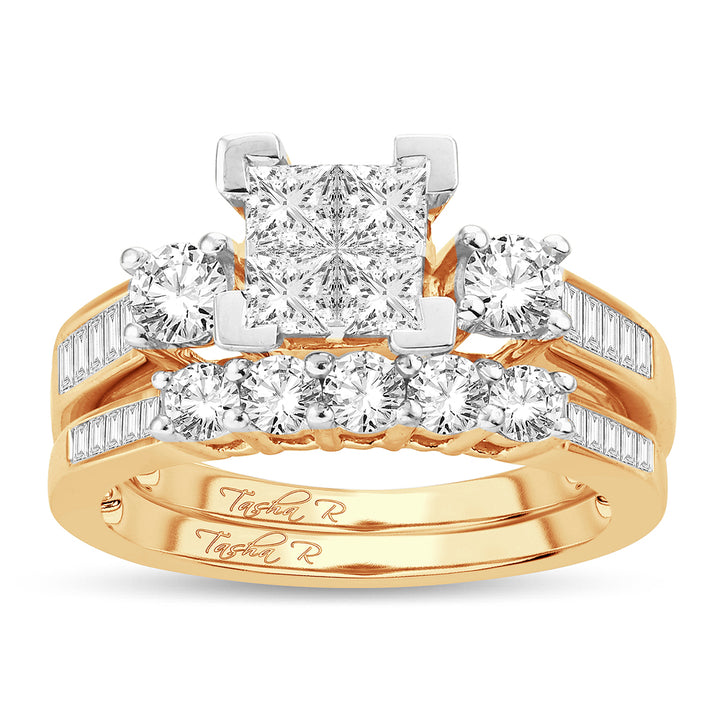 14k Yellow Gold 3CT Lab Diamond Princess Bridal Ring