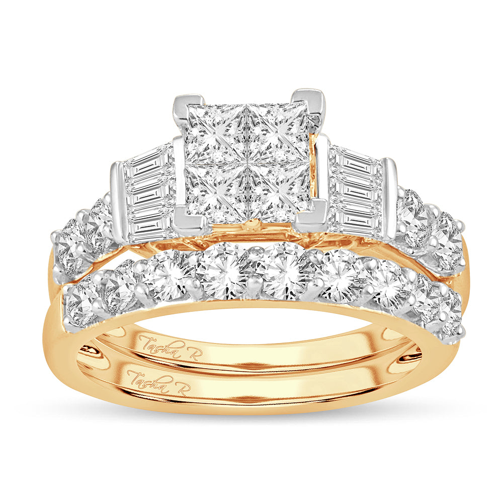 14K Yellow Gold 4CT Lab Diamond Bridal Ring Sparkle