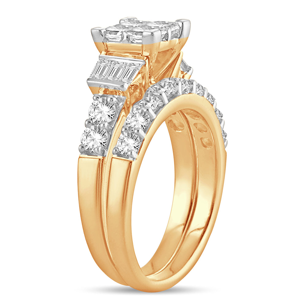 14K Yellow Gold 2CT Lab Diamond Bridal Ring Brilliance
