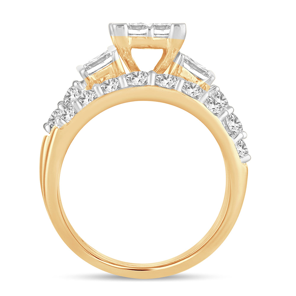 14K Yellow Gold 2CT Lab Diamond Bridal Ring Brilliance