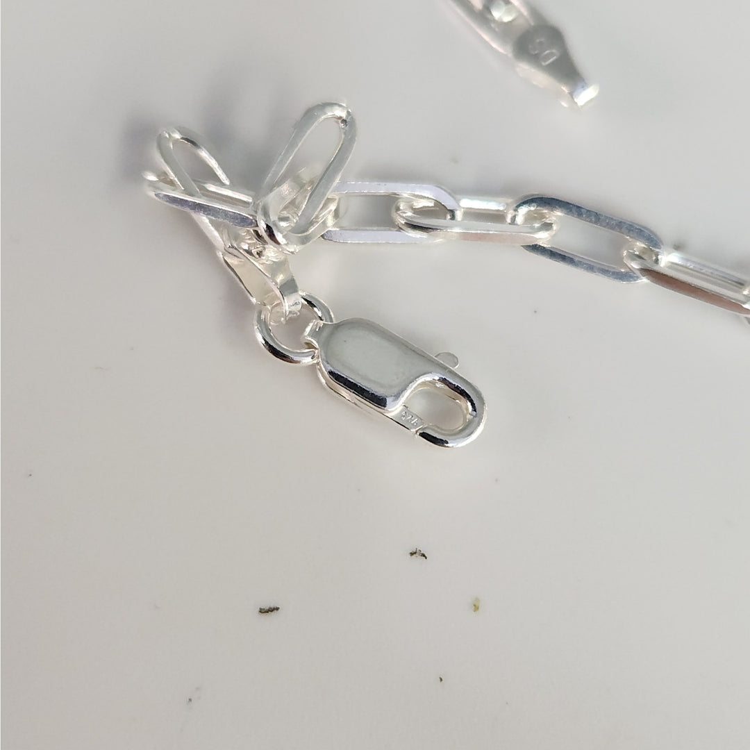 925 sterling silver Paperclip link bracelet 8"