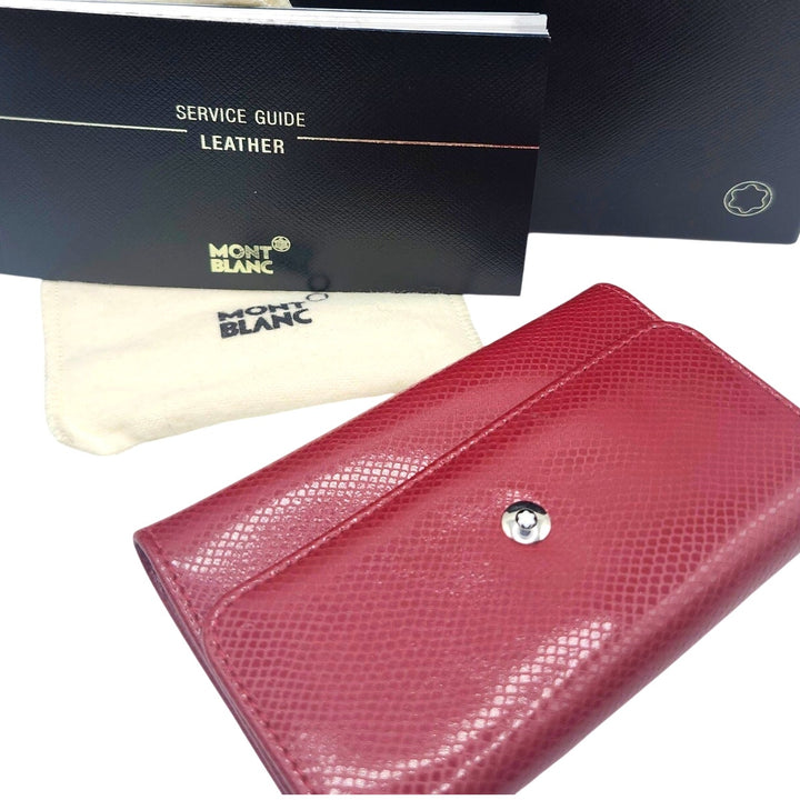 Montblanc Burgundy Snakeskin Print Leather 6-Ring Key Holder Case Box & Papers
