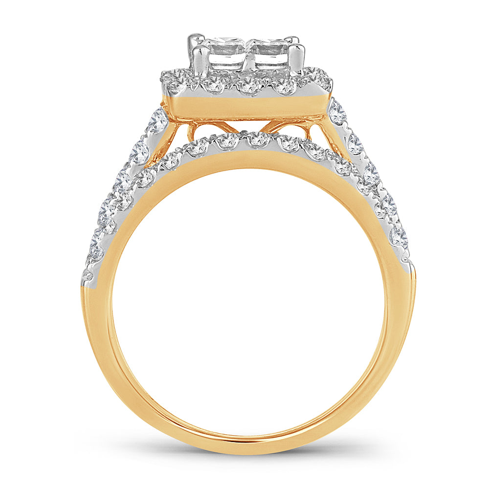 14k Yellow Gold 1.75ct Lab Diamond Bridal Ring