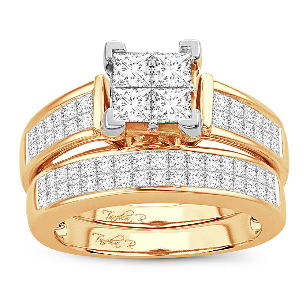 Brilliant 14K Yellow Gold 2CT Lab Diamond Bridal Ring