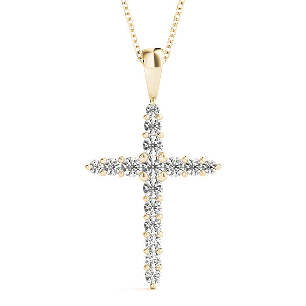 14K Yellow Gold Diamond Cross Pendant