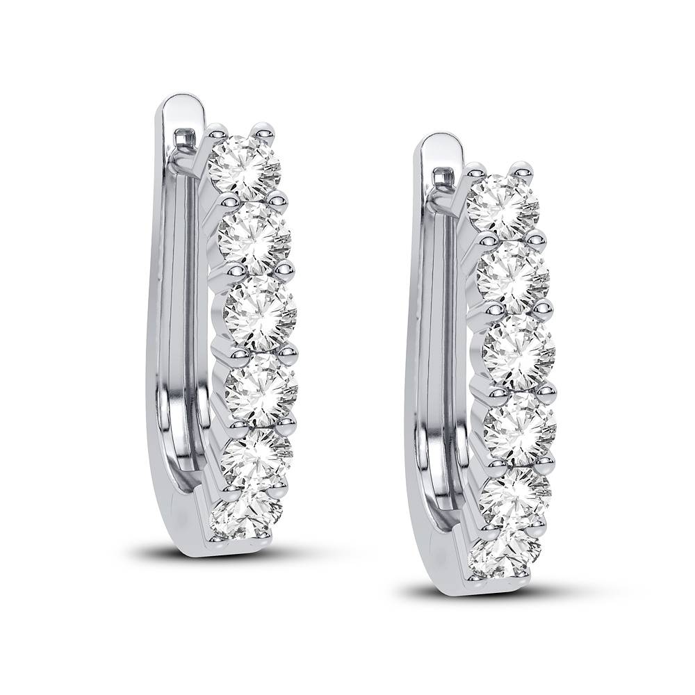 14K White Gold Lab Diamond Womens Hoop Earrings (1.00CT)