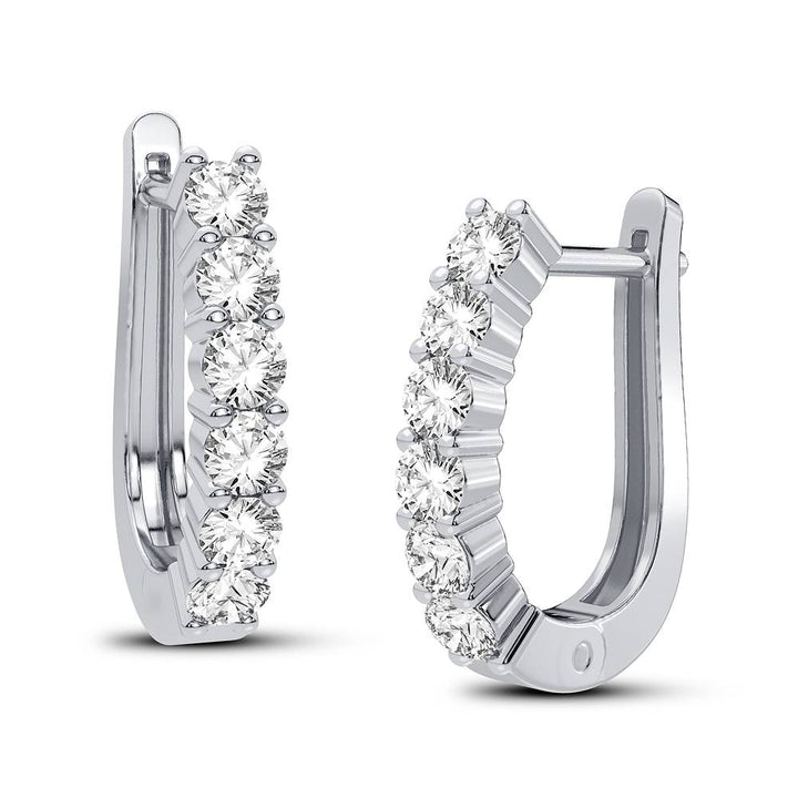 14K White Gold Lab Diamond Womens Hoop Earrings (1.00CT)