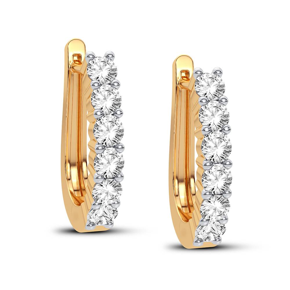 14K Yellow Gold Lab Diamond Hoop Earrings - Chic Sparkle