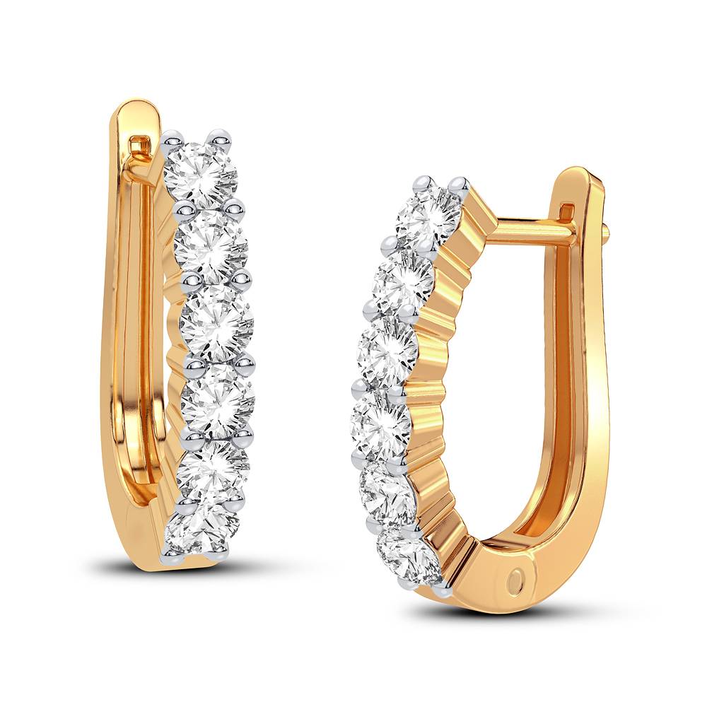 14K Yellow Gold Lab Diamond Hoop Earrings - Chic Sparkle