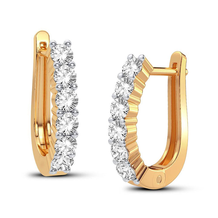 14K Yellow Gold Lab Diamond Hoop Earrings - Chic Sparkle