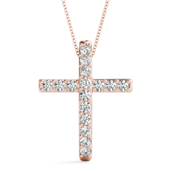 Rose Gold Diamond Cross Pendant | Religious Jewelry