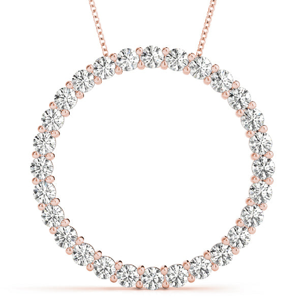 14K Rose Gold Lab Diamond Circle Pendant